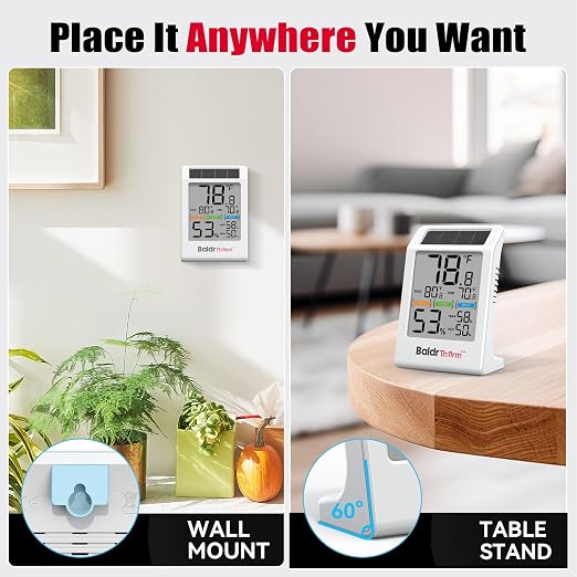 BaldrTherm Room Thermometer Indoor Humidity Meter Solar Powered - Image 8