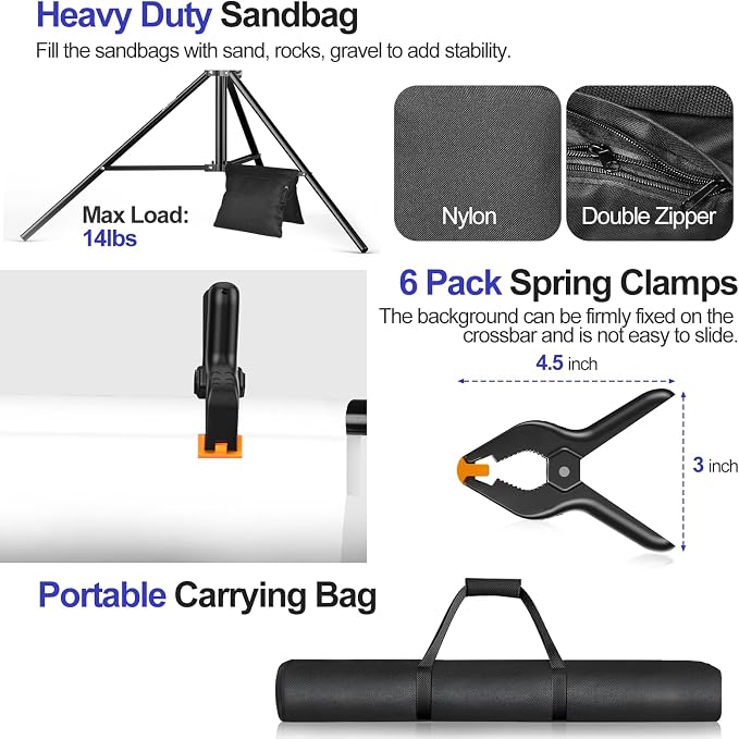 EMART 10x9.2FT Backdrop Stand, Photo Video Studio Adjustable&Lockable Heavy - Image 5