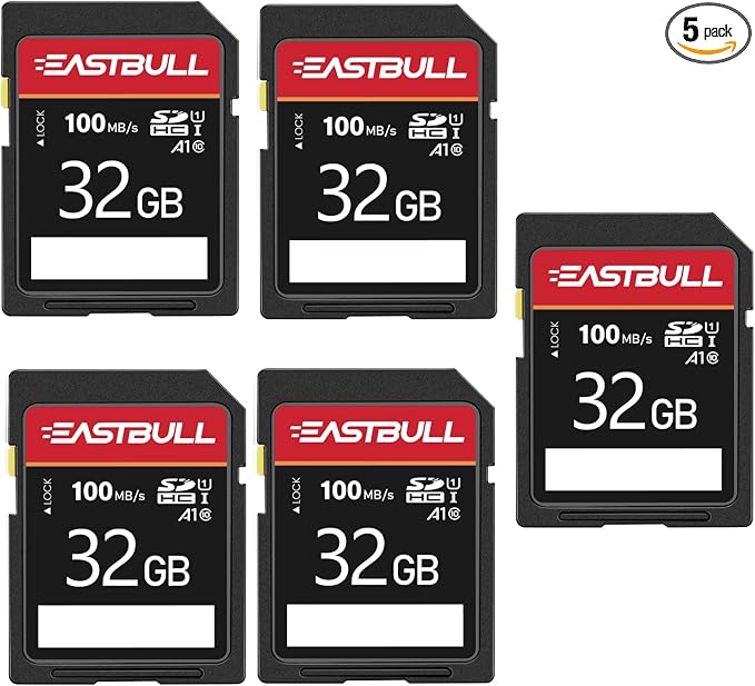 5-Pack of SD Card 32GB EASTBULL Class 10 SD Card U1 V30 High-Speed 100MB/s Read by EASTBULL