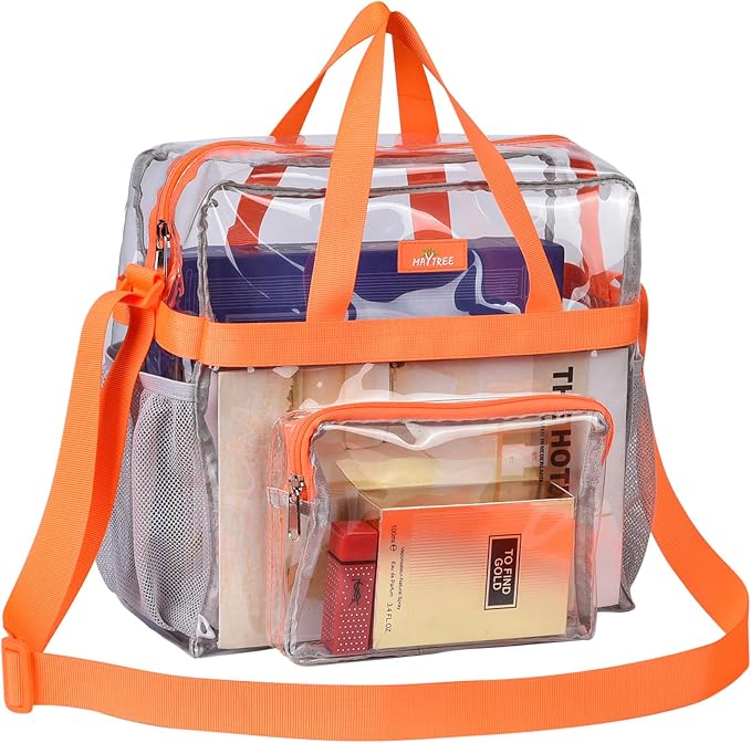 MAY TREE Clear Bag for Stadium Events 12×6×12 Clear Tote Lunch Bag by MAYTREE