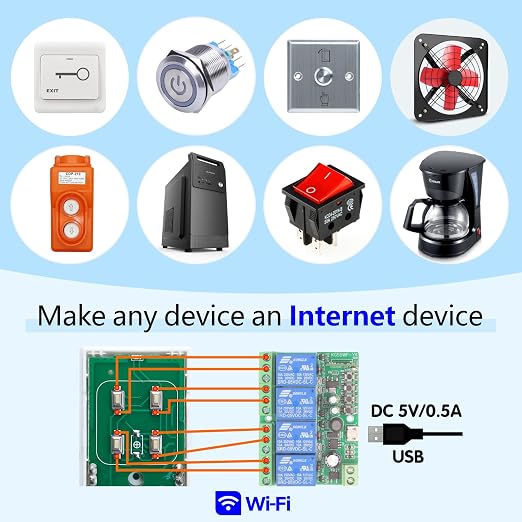 DieseRC 4 Channels WiFi Smart Switch, DC 5V 12V 24V 36V Passive Output Relay - Image 2