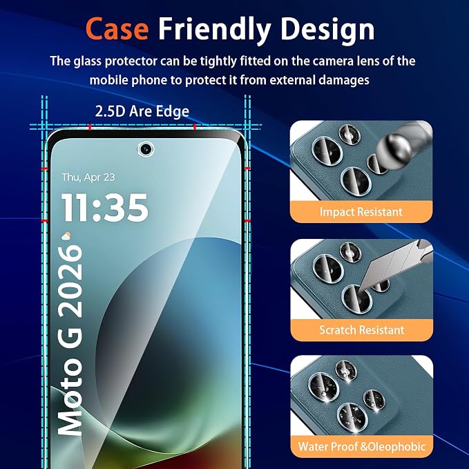 Designed for Motorola Moto G 5G 2026 & Moto G Play Tempered Glass Screen - Image 6