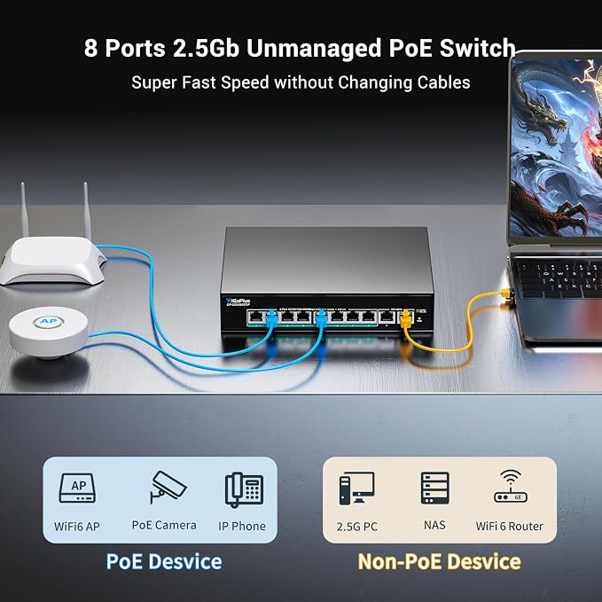 10-Port 10Gb Unmanaged PoE Ethernet Switch - Image 5