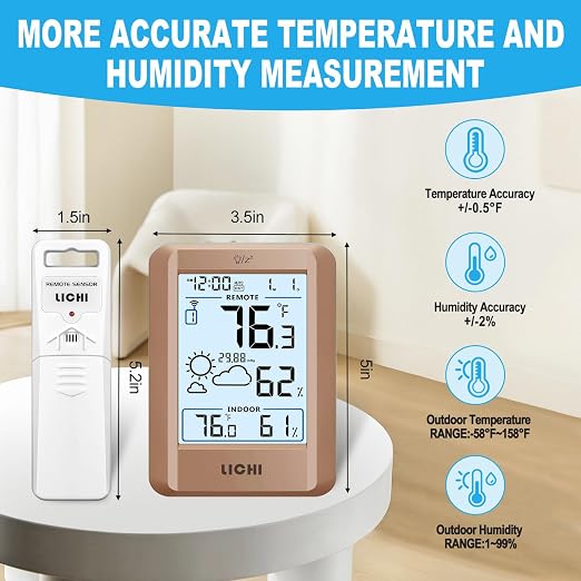 Indoor Outdoor Thermometer Wireless Weather Station External Thermometer - Image 4