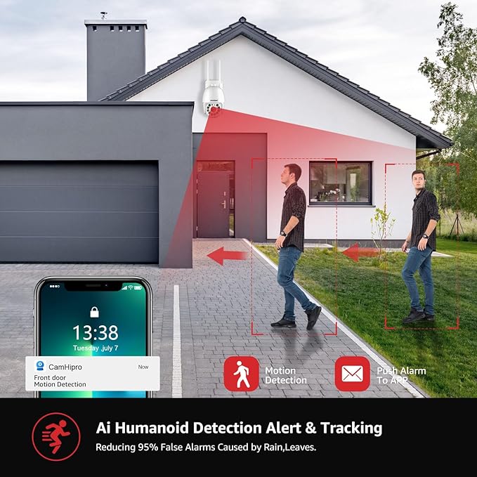 BOAVISION 2K Security Camera Outdoor, AI HumanTracking, Two Way Talk, pan Tile - Image 4