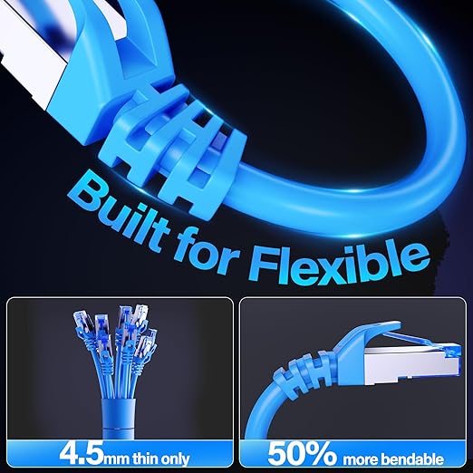 Cat6A Ethernet Cable Shielded 10Gbps 5 ft, Slim Shielded Ethernet Cable Cat 6 - Image 4