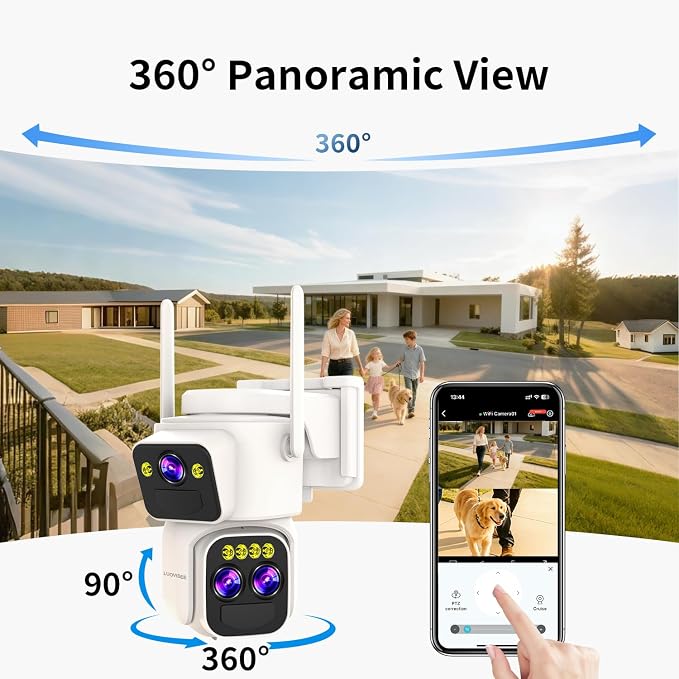 Triple-Lens Solar Security Cameras Wireless Outdoor, 360 PTZ Cameras - Image 6