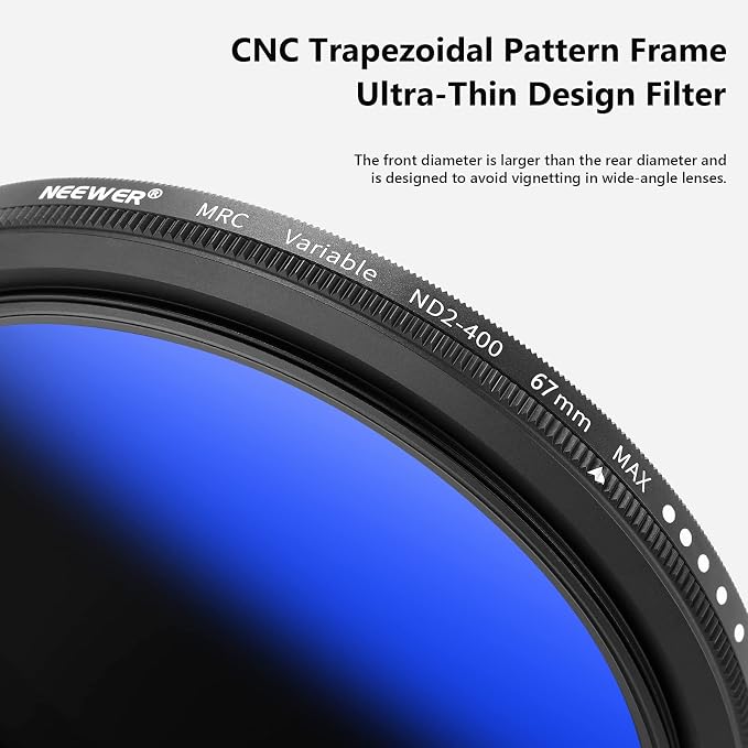 NEEWER 67mm Variable ND Filter ND2-ND400, Neutral Density Filter, Water and - Image 4