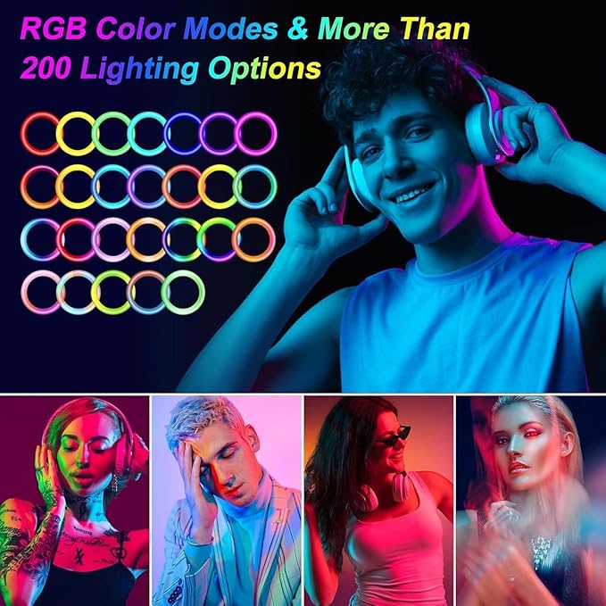 12.3" Ring Light with Stand & Phone Holder Tall 75", 51 Color Modes Circle - Image 3