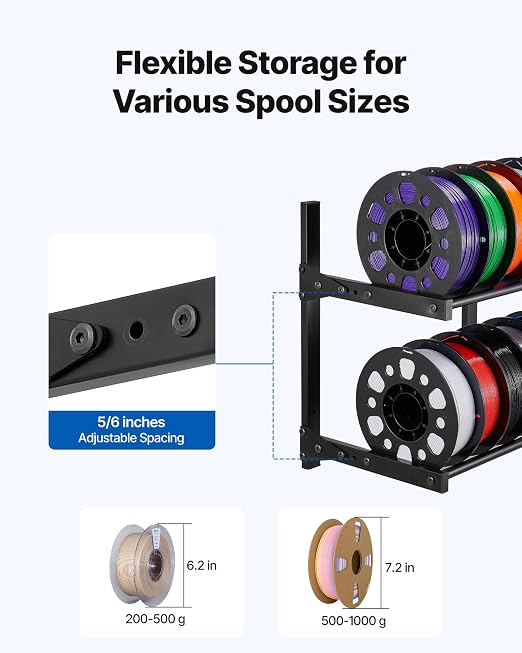VEVOR Wall Mount Printer Filament Storage Rack, 2-Tier Wall Bracket Storage - Image 4