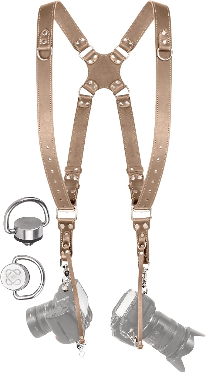 C Coiro Dual Camera Harness Shoulder Leather Camera Strap by CCoiro