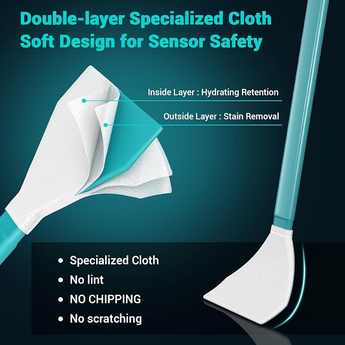 Aocii 20pcs Full Frame Camera Sensor Cleaning Kit, Lens Solution, 24mm Swab - Image 3