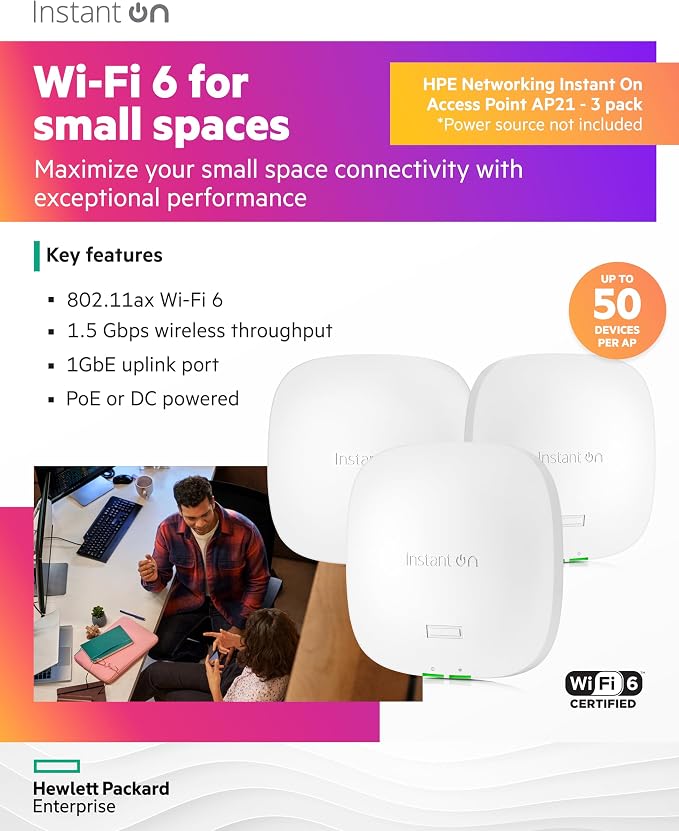 HPE Networking Instant On Access Point AP21 2x2 WiFi 6 Indoor Wireless Access - Image 3