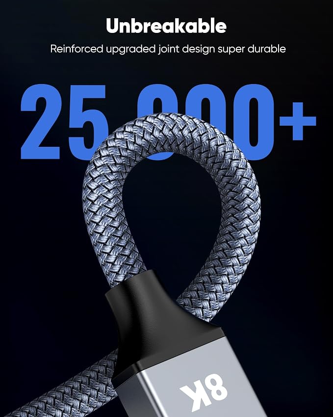 Capshi 50ft 8K 4K@120Hz HDMI Cable Long, Fiber Optic 48Gbps High Speed Cord - Image 8