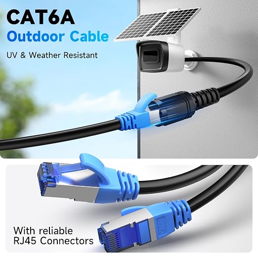 Cat6A Outdoor Ethernet Cable 100 ft Supports POE, 23AWG 550MHz High-Speed CAT6A - Image 3