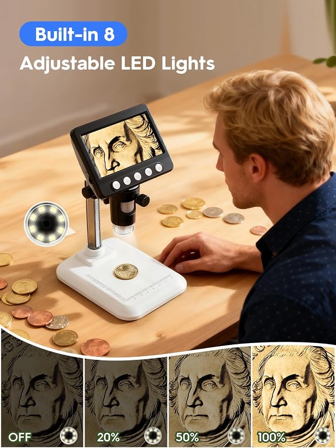 Coin Microscope for Error Coins, 4.3 inches 1080P LCD Digital Microscope - Image 5