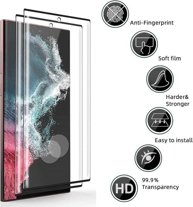 XDesign [2+2 Pack Galaxy S22 Ultra Screen Protector, 9H Tempered Glass Scratch - Image 3