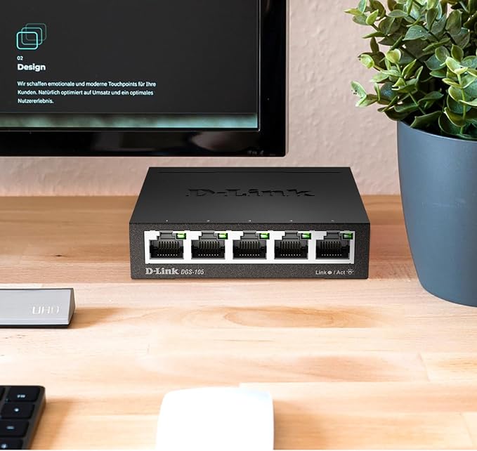 D-Link DGS-105, 5 Port Gigabit Ethernet Switch Unmanaged, Network Splitter - Image 6