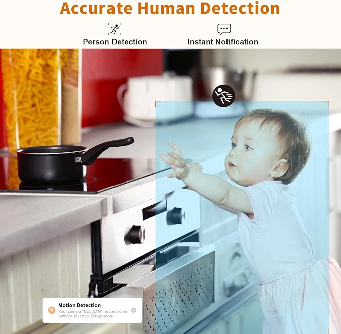 Alaga WiFi Indoor Security Camera, Baby Monitor, AI Motion Detection, 2 Way - Image 6