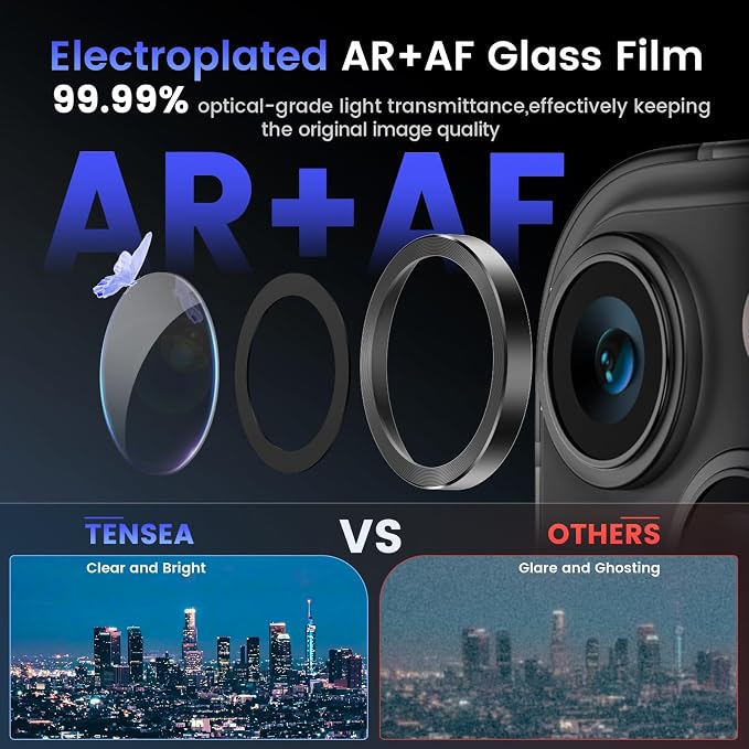 Tensea for iPhone 14 / iPhone 14 Plus Camera Lens Protector, 9H Tempered Glass - Image 3