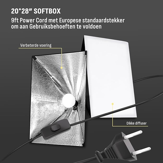 NiceVeedi Softbox Photography Lighting Kit, Overhead Studio Lights - Image 6
