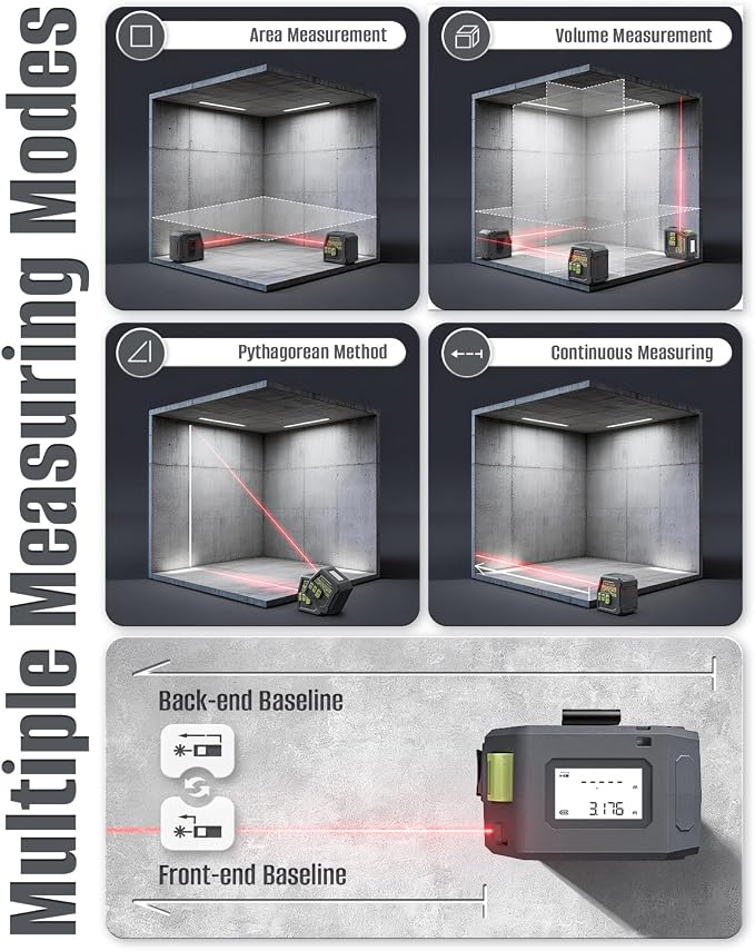 Laser Tape Measure 2-in-1, Inkerma 130Ft Laser Measurement Tool & 16Ft - Image 5
