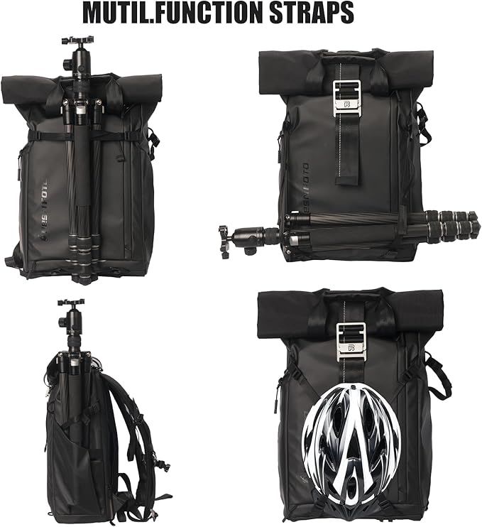 Besnfoto Waterproof Camera Backpack, Rolltop Photography Bag - Image 4