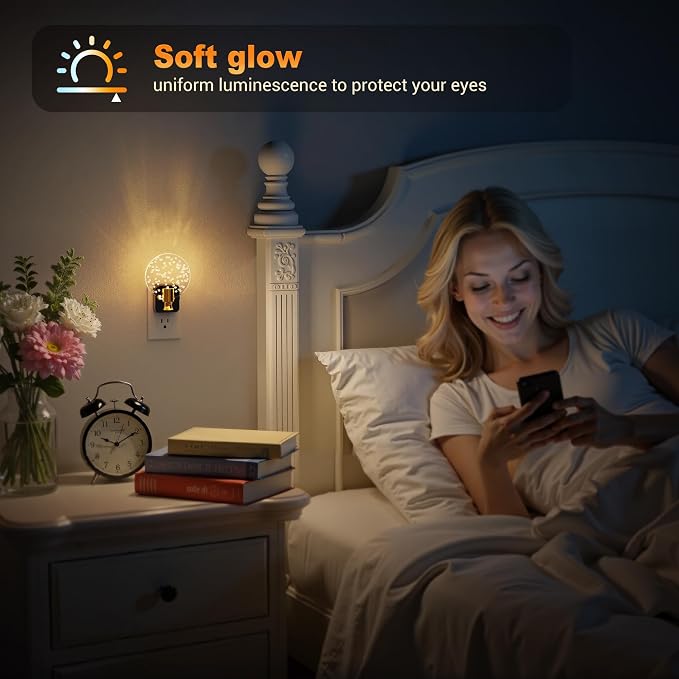 JandCase Night Light, Dimmable Night Lights Plug into Wall 2 Pack, Bubble - Image 4