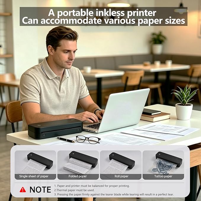 Portable Printer for Travel Bluetooth, Inkless Travel Printer, supports thermal - Image 4