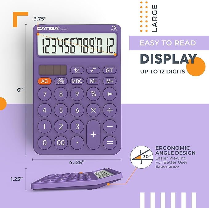 CATIGA 12 Digit Desktop Calculator Basic Desk Calculator - Image 3