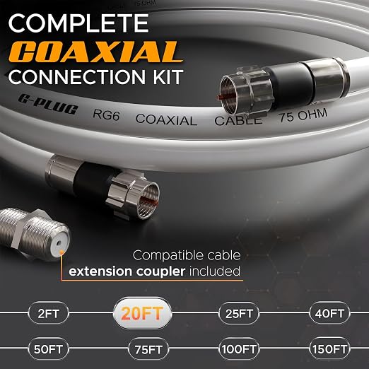 G-PLUG 20FT RG6 Coaxial Cable Connectors Set - Image 2