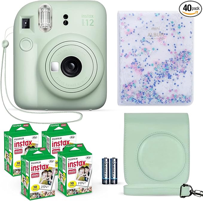 Fujifilm Instax Mini 12 Instant Camera Mint Green + Fuji Film Value Pack + by FUJIFILM
