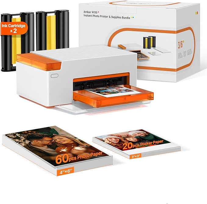 Liene Amber M110 Bluetooth Photo Printer 80 Sheets, Portable Photo Printer by Liene