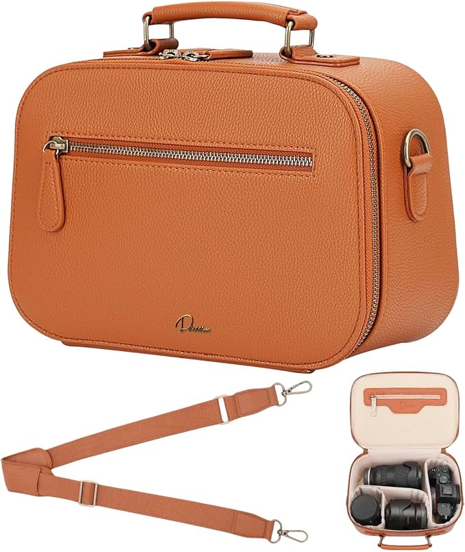 Camera Sling Bag, Waterproof PU Leather Crossbody Camere Bag by Divvia