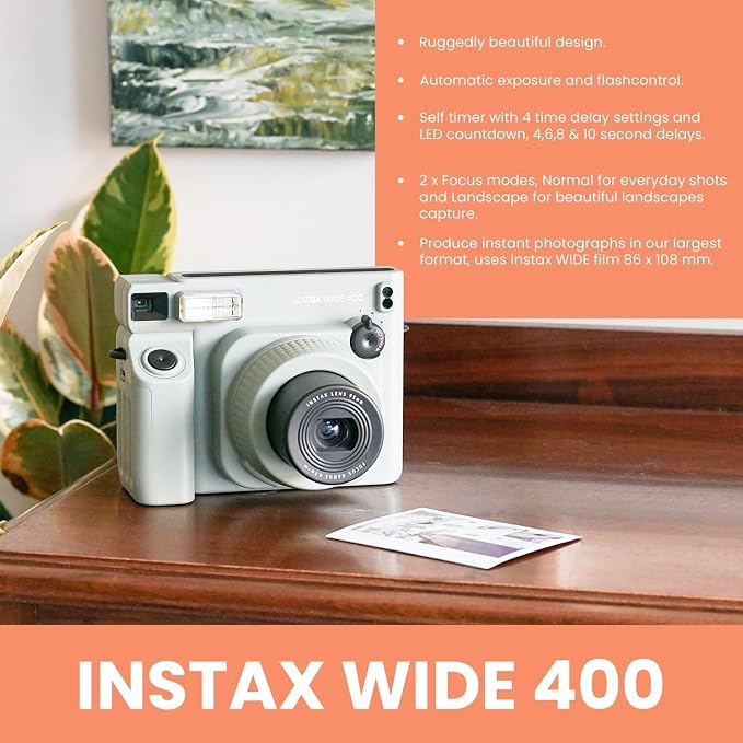 FujiFilm Instax Wide 400 Black Instant Camera Bundle - Image 3