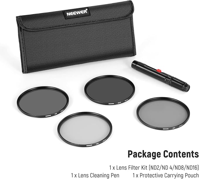 NEEWER Fixed ND Filter Kit 58mm ND2 ND4 ND8 ND16 Neutral Density Filter and - Image 8