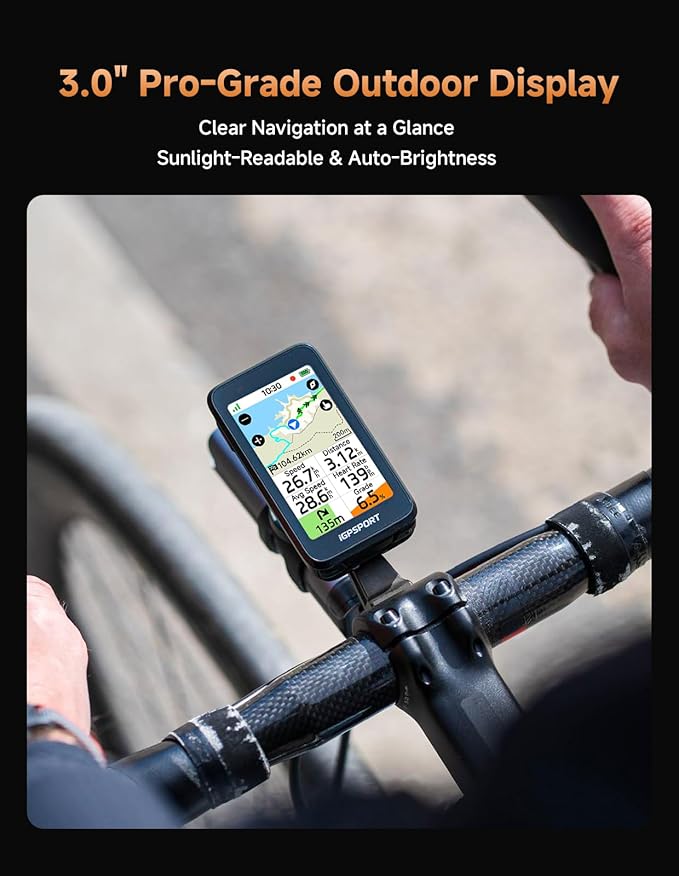 iGPSPORT BiNavi Air Bike Computer, 3.0'' Touchscreen MAP Voice Navigate Reroute - Image 2
