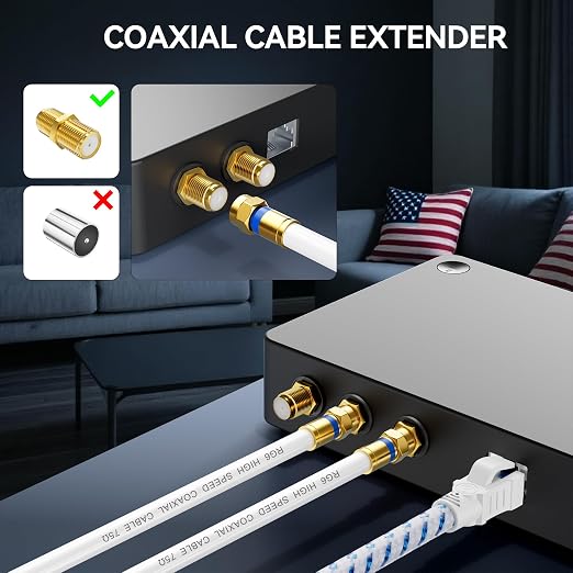 Coaxial Cable 10ft 10Pack, RG6 Coax Cable Cord Extender - Image 4