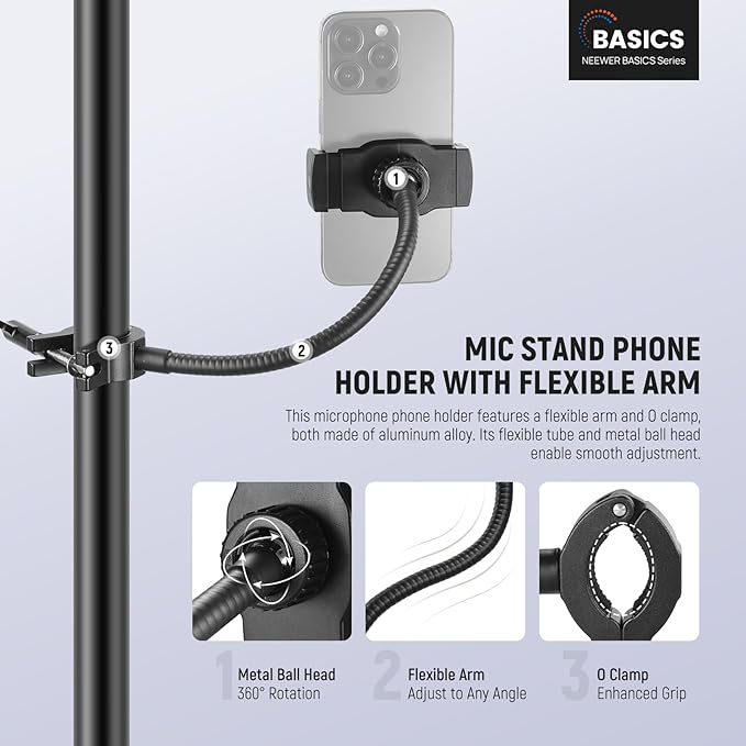 NEEWER BASICS Mic Stand Phone Holder - Image 2