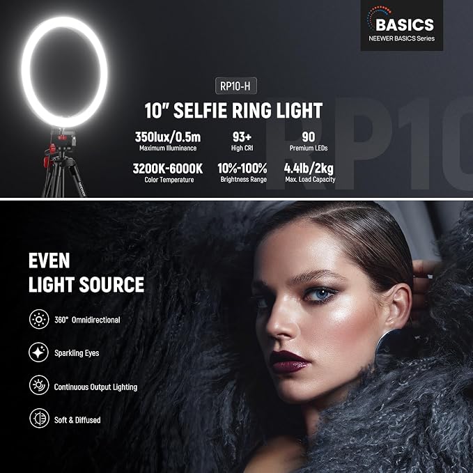 NEEWER Basics 10" Selfie Ring Light - Image 2
