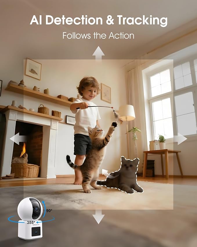 ARCCTV Dual Lens Indoor Security Camera, 2.5K WiFi 6 Pet Camera - Image 5
