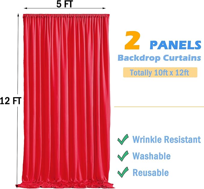 12ft x 10ft Red Backdrop Curtains - Image 7