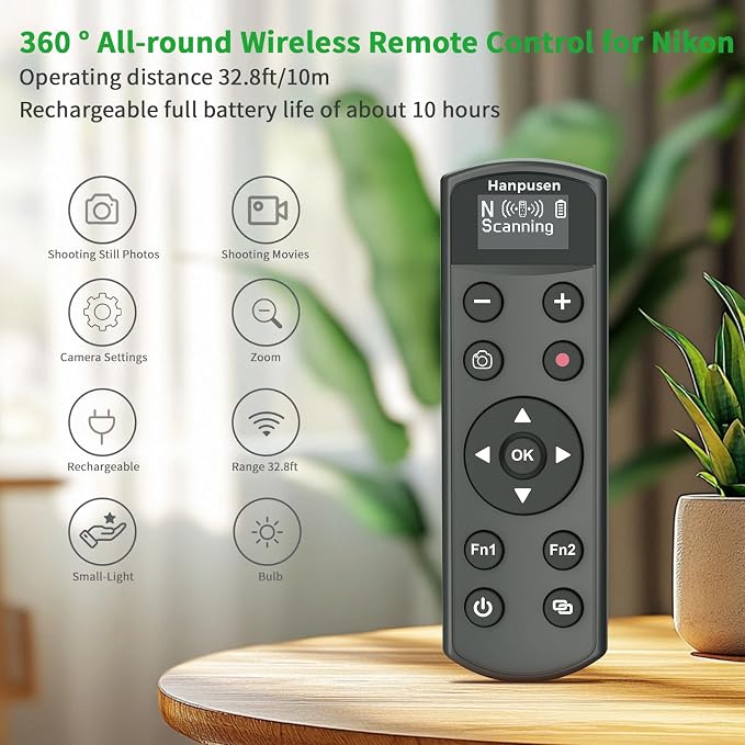 for Nikon Rechargeable Shutter Release, Wireless Camera Remote Control - Image 2