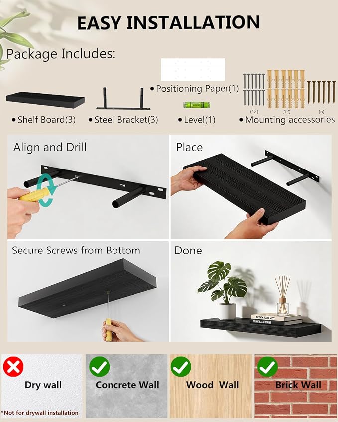 WALI Floating Shelves for Wall, 3 Tier Bathroom Storage Shelf Over Toilet - Image 9