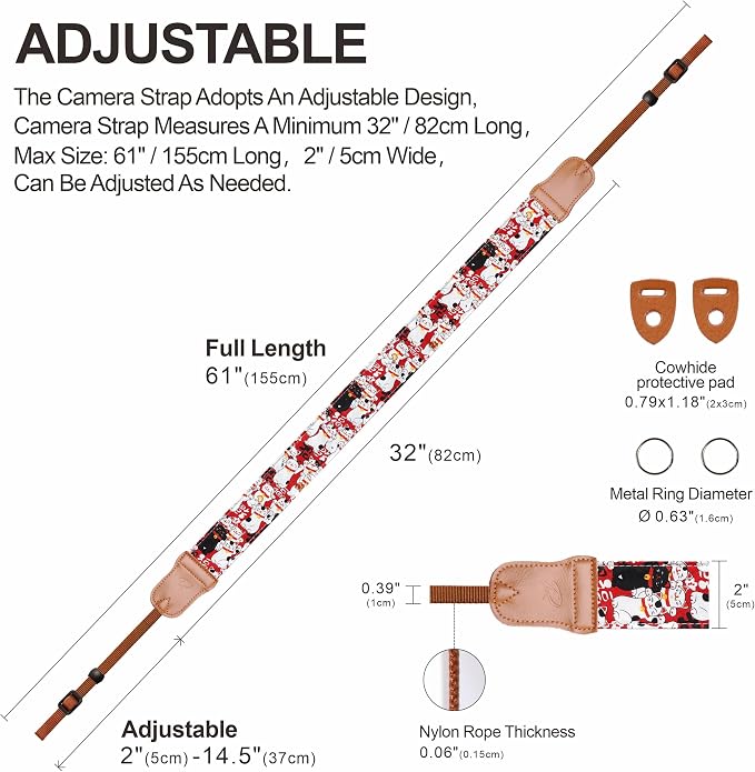 Padwa Lifestyle Red Cat Animal Print Camera Strap - Image 5