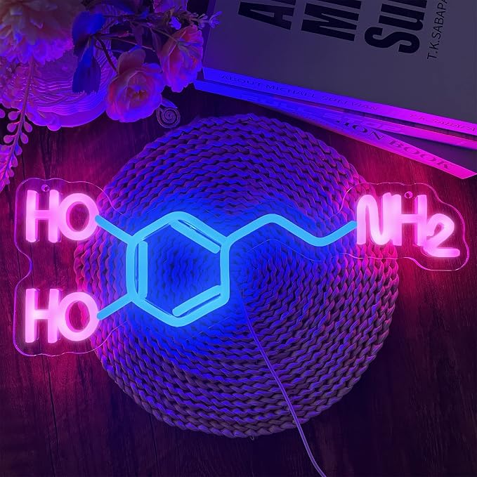Dopamine Molecule Neon Sign Dimmable LED Light Up Wall Decor Science Chemistry by Manimo