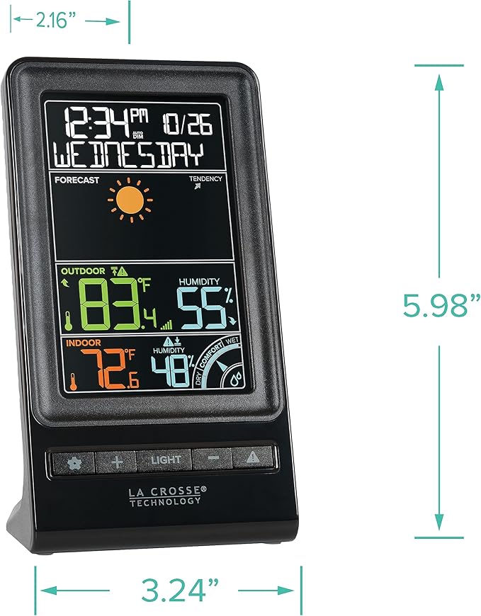 La Crosse Technology 308-1415C Digital Multi-Color Wireless Forecast Station - Image 7
