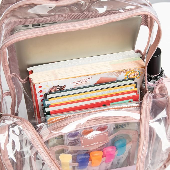J.CARP Clear Bag Heavy Duty Backpack Durable Transparent See Through Bag - Image 4