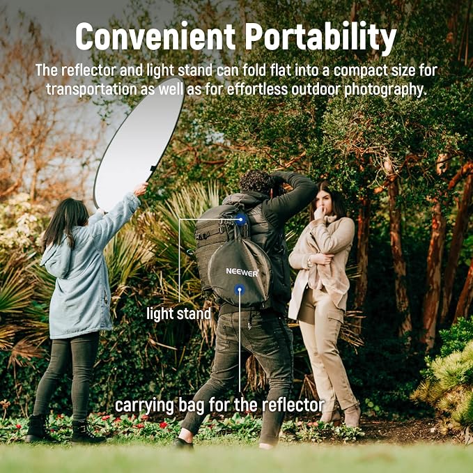 NEEWER 43"/110cm Light Reflector Kit, 5 in 1 Collapsible Round Reflector - Image 4