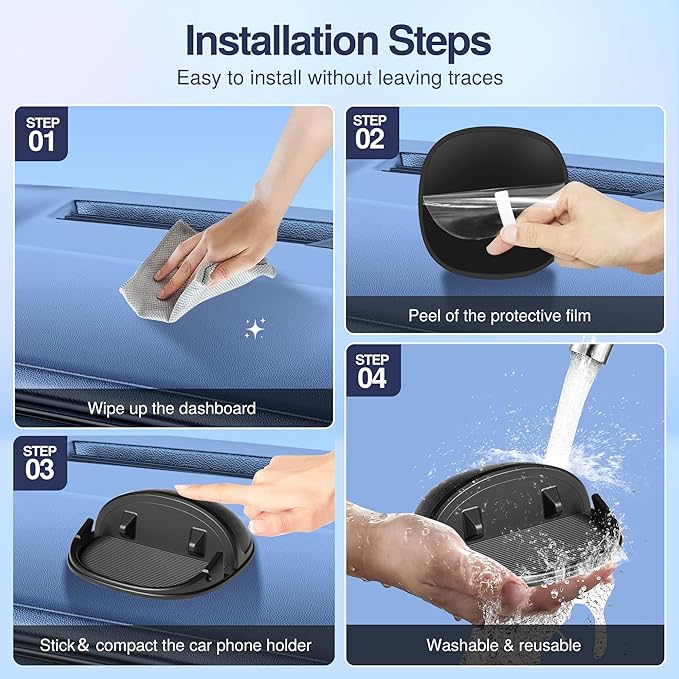Loncaster Car Phone Holder, Car Phone Mount Silicone Car Pad Mat - Image 6